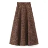 Rokken elegante mode jacquard vintage wollen lange rok vrouw 2024 winter dikker grote swing los a-line saias longas femme