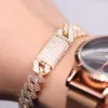 10 mm complet Iced Out Gold Link blanc Vvs Pass Tester Diamond Tester Moisanite Cuban Bracelet Mens Rappeur Hip Hop Bijoux