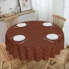 Table Cloth Round 70s Pattern Retro Inustrial In Orange And Brown Tones Tablecloth 60 Inch Cover For Kitchen Dinning