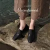 Lässige Schuhe Frauen Basis für Frühling Herbst Echte Leder Flats Square Toe Slip-on Ladies Dress Prom Karriere Vintage Vintage