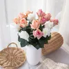 Decorative Flowers 10pcs Real Touch Moisturizing Rose Bud Simulation Flower Handholding Flore Bouquet Wedding Fake Wall Decor Supplies