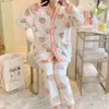 Multiple styles of flannel postpartum clothing, autumn and winter short hair, pregnant women's pajamas, coral velvet loose fit, large size breastfeeding