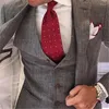 Costumes pour hommes Dernier manteau Pant Design Grey Men Suit pour le mariage 3pieces (veste à cravate) Prom Groom Tuxedos Trajes de Hombre Blazer
