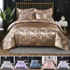 Beddengoed sets luxe 2/3 stcs jacquard set satijnen dekbedovertrek 1 quilt 1/2 kussencases us/eu/ausize gouden king size