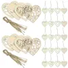 Dekorativa figurer 4 Set Valentine's Day Ornament Wood Heart Decor Christmas Heart-Shaped Wood Hearts Tom Chip Slices For DIY