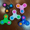 Anti -stress draaiende nieuwigheid Push Bubble Pop Keychain Fidget Spinner Squeeze Sensory Toy Volwassen Kinderen grappige flip vinger volwassen speelgoed Groothandel 080