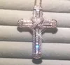 Chaines 925 Silver Exquisite Bible Jesus Cross Pendant Collier Femmes Men Charme crucifix Simulate Diamond Rose Gold Jewelry8377091