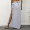 Женские купальники Pareo Scarf Beach Crest Up Wrap Kaftan Sarong Tassels Seethrough привязан к высокой сплитке пляжная одежда для Mujer 240508