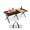 Muebles de campamento Picnic de mesa de campamento plegable con mesa de mesa enrollable y marco de bambú marrón marrón