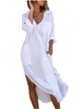 Повседневные платья Женские летние купальные костюмы с твердым рукавом с длинным рукавом боковой боковой щель