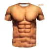 est Mancula Man 3D Tamilla impresa Fashion Funny Stripved Tops de manga corta Rencor para hombres Camiseta de calle Macho suelto 240513