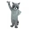 Halloween Grey Raccoon Maskottchen Kostüm Erwachsene Größe Cartoon Anime Themencharakter Carnival Unisex Kleid Weihnachten ausgefallene Performance Party Kleid