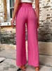 Women's Pants Capris Womens Pants Chic Fashion Trousers Pockets Loose Wide Leg Pants Vintage Casual Longs Female High Elastic Waist Drawstring Y240509