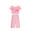 Ensembles de vêtements fille mignon ensemble bébé rond cou de manche courte set d'été Nouveau enfant de la mode de la mode décontractée pantalon large de jambe en deux pièces 12m-6 ans oldl240513