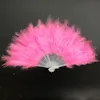 Vouwen Feather -fans Hand vastgehouden Vintage Chinese stijl Dance Wedding Craft Downy Feathers Foldable Dancing -fans