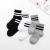 Kids Socks 5 pairs/batch autumn high elasticity simple childrens socks Korean cotton strip solid color letter boys and girls socks 1-12 Y d240513