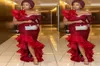 2021 Vestidos de noite de sereia de sereia e ebi vermelha escura usam estilos nigerianos Apliques de renda com alto trem com baixo trem de festas de festa PROM2071208