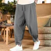 Herrenhosen 2024 Baumwoll- und Leinen männliche Sommer Reine Farbe Herren Hosen Lose Baggy Streetwear Plus Size