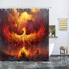 Shower Curtains Fantasy Phoenix Red Fire Burning Rising Mystic Animal Bird Accessories Bath