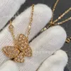 Designer sieraden luxe Vanca Accessories Rose Gold Volledige diamant vlinder Wit fritillaria kraagketen Womens Simple Elegant Clover Necklace Valentines Geschenk