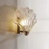 Wall Lamp Post-modern Luxury Brass Nordic Shell Shape Creative Glass Light Fixture Bedside Restaurant Stairs Aisle Sconces