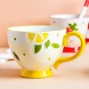 Mugs Afternoon Tea 500ml Coffee Cup Creative Milk Ceramic Mug Cute Hand-painted Breakfast With Spoon Girl Heart