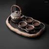 Tea Trays Kitchen Gadget Tray Kettle Coffeeware Teaware Office Vintage Ceramic Portable Plate Plateau En Bois Accessories