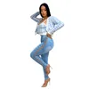 Kvinnors jeans 2024 Summer Women's High midja Slim Fit Drawstring Lace-up Cutout Seathough Fashion Holes Denim Byxor