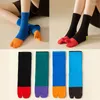 Women Socks 1 par unisex Two-toed Simple Mixed Corlor Tabi Japanese Clogs Spring Autumn Split-toed