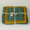 Beddengoed sets 4 stks gestreepte set bedrukt laken groen en gele platte rok spreiding deksel katoen quilt