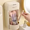 Boîtes de rangement Boîte cosmétique mural maquillage rotatif Madation Brush Brushder Cylindre d'ombre avec un organisme de salle de bain de couverture