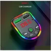 Car Audio Acura Radio C12 C13 F5 F6 Bluetooth 5.0 Fm Transmitter Wireless Hands O Receiver Mp3 Player Rgb Light Usb Type-C Charger Dro Ot6Oc