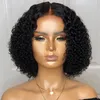 14 tum kort bob lockigt mänskligt hår peruk med babyhår brasilianska förplånad spets front syntetiska peruker för kvinnor flickor dropshipping