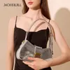 Jackie Jill Baguette Bag Silver Black Simple Underarm Head Layer Cowhide Dames enkele schouder Western Style Trend 240429