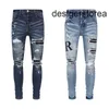 Designer Stack European Ripped Jean Men Embroderie Quilting Fold Ing Design Motorcycle Riding Cool Slim Pant Purple For Women Mens Jeans Taille 30-40