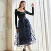 Jupes d'automne polka dot rétro plissé haute taille corps mince organza flatteur de jupe noire streetwear doux et élégant