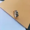 Designer Brass Gold Stackable Rings for Womens Letter Wedding Engagement Romantic Gift