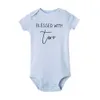 Rompers Pray for a blessing two twins baby tight fitting clothes newborn boy short sleeved Lopa toddler girl clothing twin giftL2405