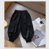 Pantalon pour enfants garçons coréens salopes poche décontractée automne coton coton coton vêtements pantalon soild élastique taille 240508