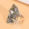 Anéis de cluster 002-JZ-17 Zfsilver prata 925 moda moda retro exagerado exagerado punk skull office ring para homens casamento casamento