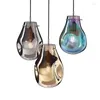 Chandeliers Modern Simple Creative Small Glass Chandelier Cafe Bar Dining Room LED Pendant Lamp Nordic Macaron Stained