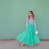 Jupes Mint vert long tulle extra gonfy femmes jupe tutu personnalisée faite pour le mariage anniversaire fête formelle 2024
