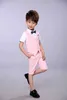 Anzüge Baby Boys Sommer Pink Formal Anzug Kinder Weste+Shorts 2PCS Foto Set Kinder Hochzeitsleistung Party Kleid Zeremonie Kostüm Kostüm