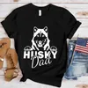 T-shirt pour femmes t-shirt husky chien sibérien husky maman papa hommes femmes drôle husky face têtes graphiques modes de mode harajuku strtwear ts y240509