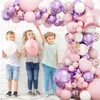 Décoration de fête 179pcs 3D Creudé à thème papillon Garland Arch Kit rose Purple Latex ballon Ballon Girl Anniversaire Outdoor