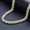 Kibo ädelstenar Sterling Sier 10mm Hiphop Iced Out Bling VVS Moissanite Gold Rope Chain Halsband