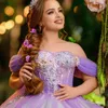 Purple Off The Shoulder Princess Ball Gown Quinceanera Dress Applique Lace Beads Tull Sweet 16 Dress vestidos Birthday Party Gown