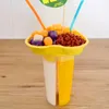 Disposable Cups Straws 25pcs Transparent Double Grids Juice Cup Thicken Cold Drink Plastic Valentine's Day Party Favor Love Share With Lid