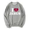 Men's Hoodies Sweatshirts Ik hou van Jezus Hoodie voor mannen God Cross Religion Hoodies Christelijke oversized Sweater Unisex Sweatshirt T240510