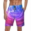 Mäns shorts badkläder blå rosa lila flytande gym sommar abstrakt konst stilfull strand korta byxor design springande surf simning stammar